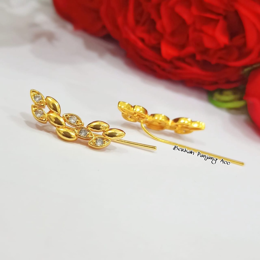 ANTING JALAR PERMATA MOTIF LOGAM emas18k Anti Karat