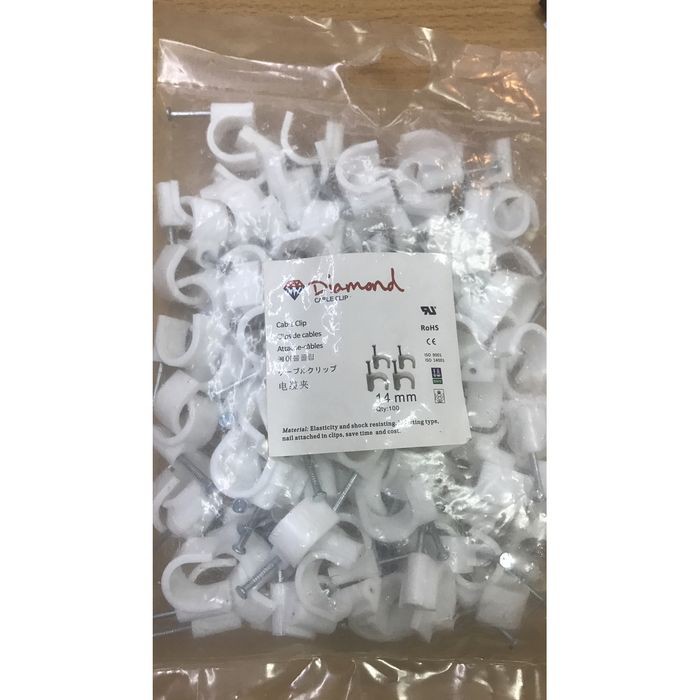 Klem Kabel 14mm Putih - Kabel Klem 14mm - Paku Klem Beton 14mm - Cable Clip 14 mm - Paku Beton 14mm