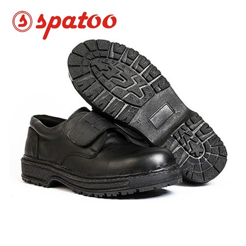 Sepatu Safety Bahan Kulit Sapi Asli Awet Tahan Lama Warna Hitam SPATOO Safety Kretekan