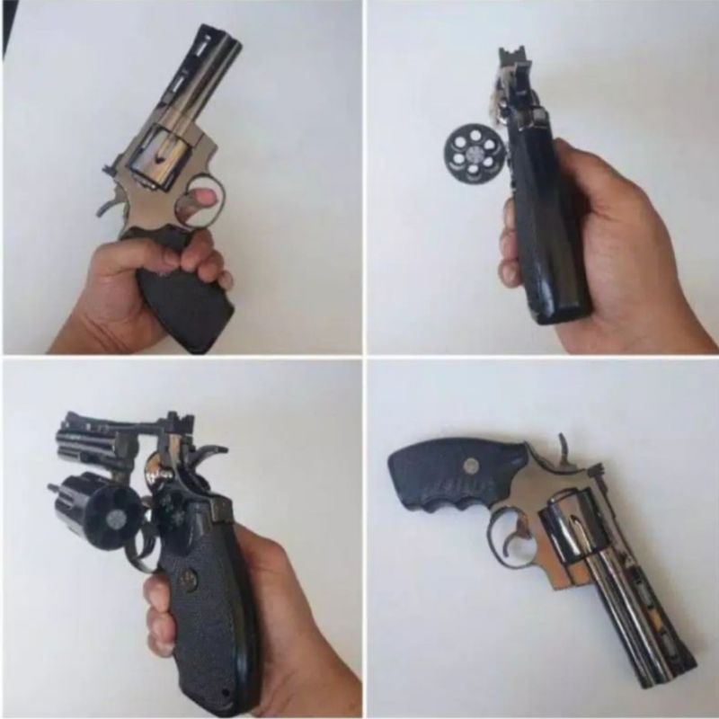 KOREK PISTOL REVOLVER PHYTON BAHAN BESI SKALA 1:1 BONUS 6 BUTIR PELURUNYA...