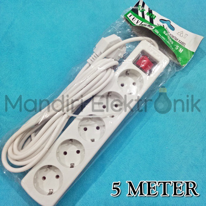 Stop Kontak Kabel 5 Lubang 5 Meter / Stopkontak + Saklar 5 Lubang 5 M