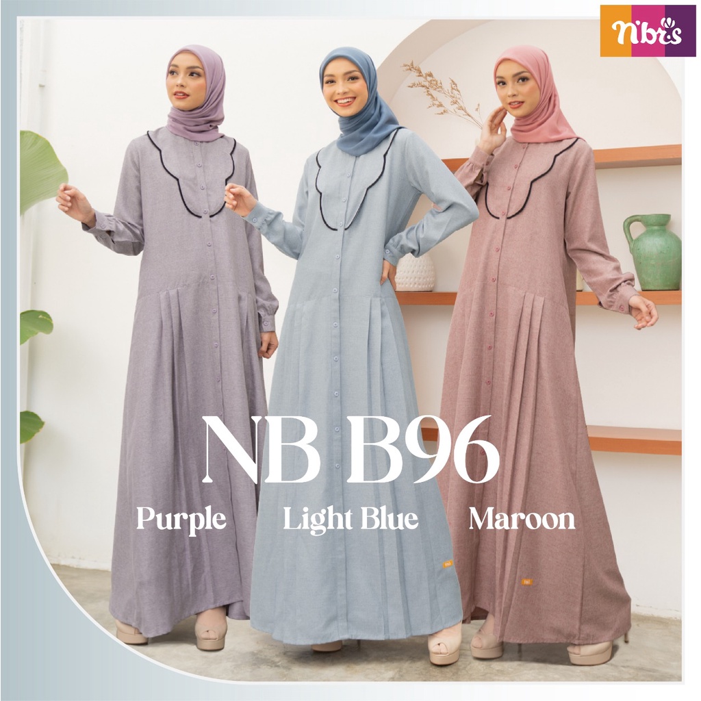 Nibras Gamis NB B96 Bahan Persiva mix Koshibo Dress Fashion Muslimah Modern Simpel Kekinian by Nibras bisa COD