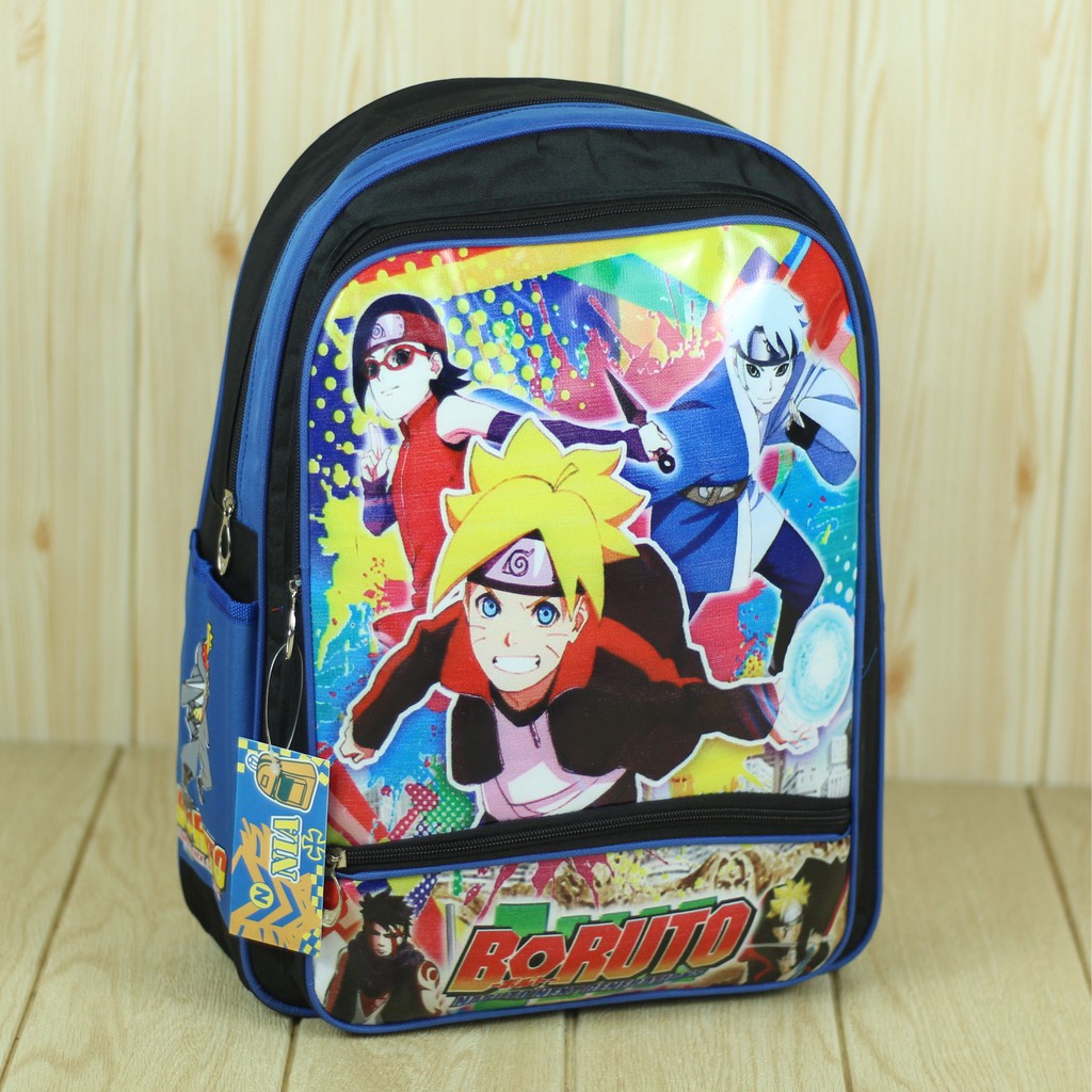 Tas Gendong Anak Sekolah Motif Naruto Biru Ransel Anak Laki Laki Keren Bahan Polyester Tebal Kuat