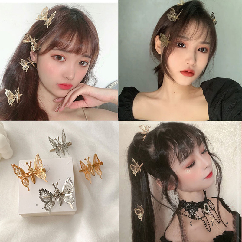 Jepit Rambut Kupu-kupu Bergerak Gadis Mori Jepit Rambut Logam Super Fairy Net Merah dengan Bulang Klip Liar Yang Sama