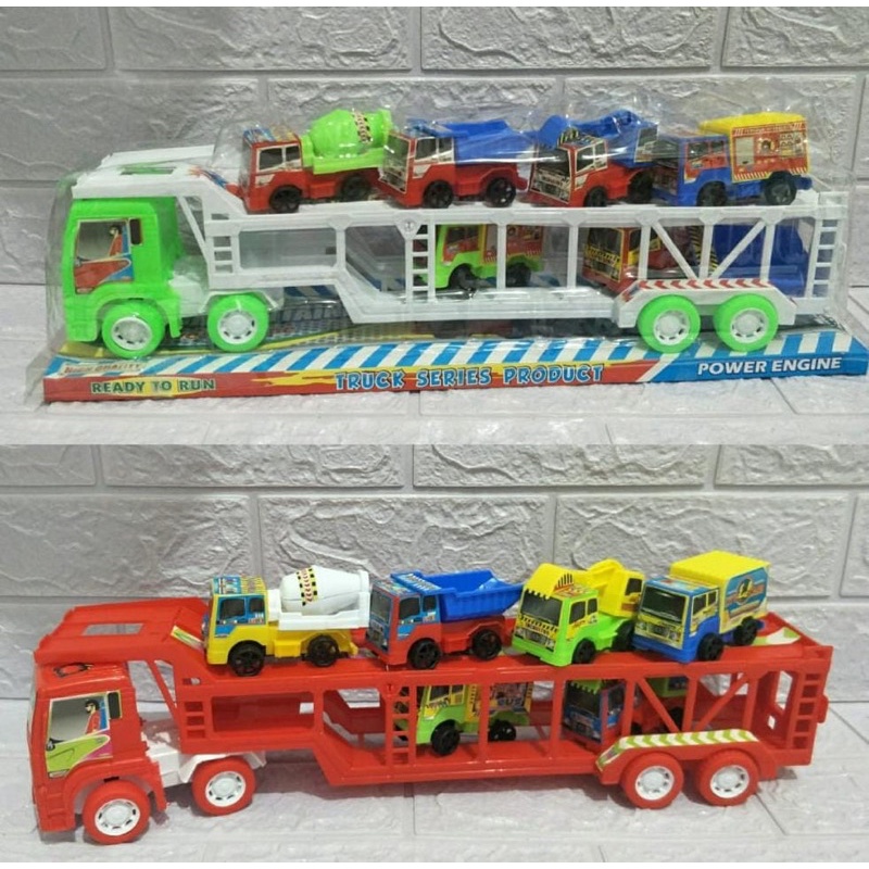 (BESAR) MAINAN MOBIL TRUCK TRAILER TINGKAT ANGKUT CONSTRUKSI JUMBO