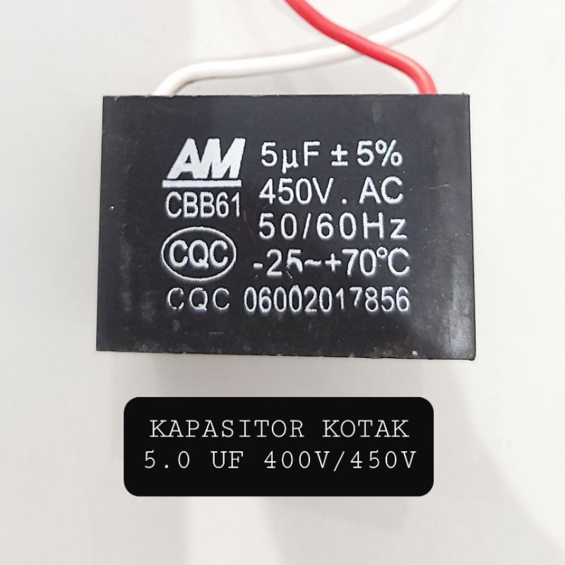 Jual KAPASITOR KIPAS ANGIN 5 UF, KAPASITOR KOTAK 5UF, KAPASITOR 5 MIKRO