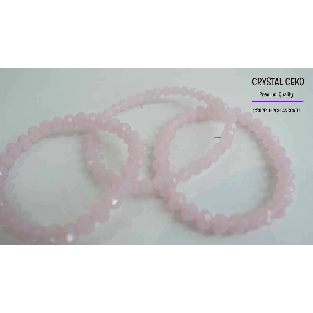 gelang kristal ceko PINK DOFF premium aksesoris tangan bonus kotak