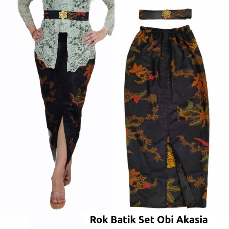 Rok Span Panjang / Kamen / Bawahan Kebaya Batik Katun Set Obi Aneka Motif