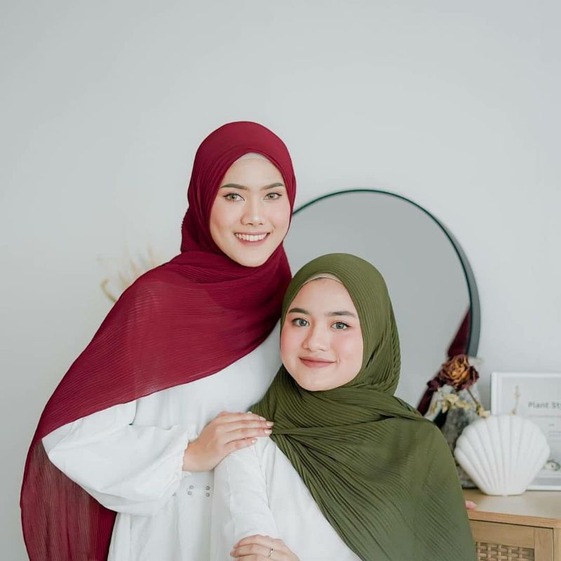 𝗖𝗮𝗿𝗲.𝗶𝗻 Pashmina Plisket Duyung Shawl 180x75 PREMIUM QUALITY (Tidak Full)