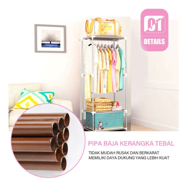 [MURAH] Lemari Rak Gantungan Baju Serbaguna Stand Hanger Tinggi 140cm BAHAN KOKOH AN KUAT