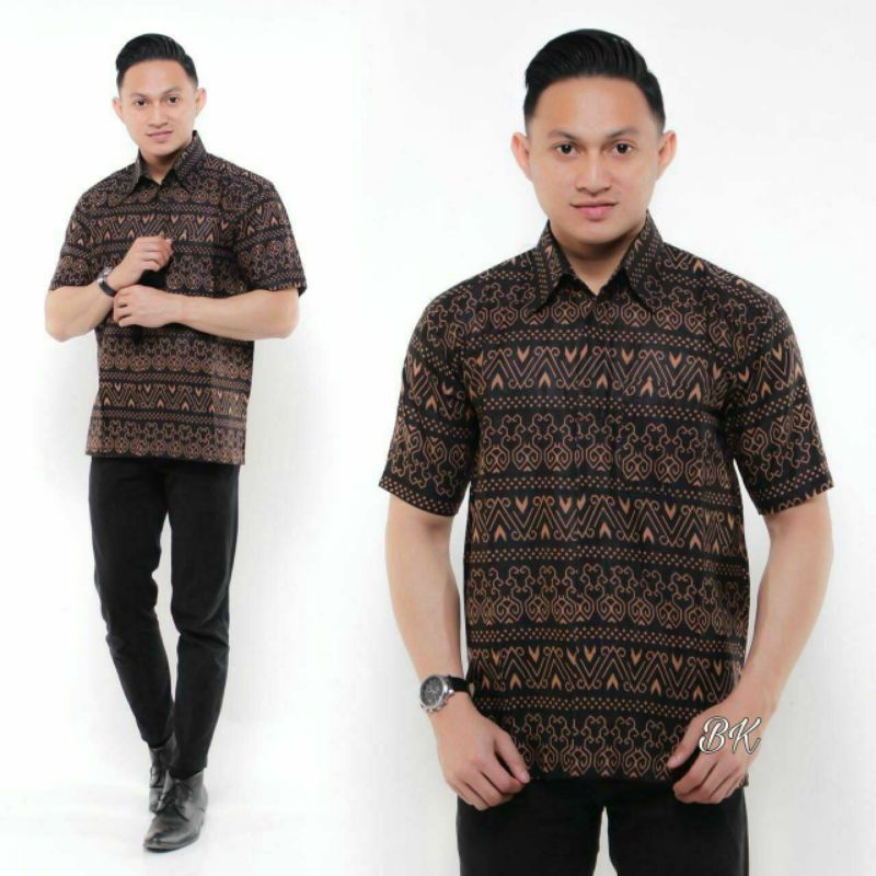 Baju Batik Pria Kemeja Batik Pendek Motif Mosaik