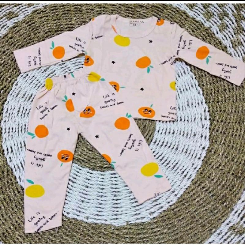 (cho) PIYAMA ORGANIK ANAK CEWEK PP PINK 1-2T