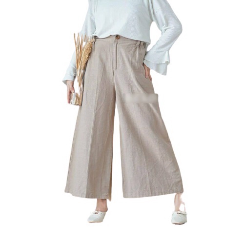 KULOT PANJANG WANITA - ELAINE CULLOTE PANT KATUN RAMI RESLETING DEPAN - CELANA PANJANG WANITA MURAH '-5