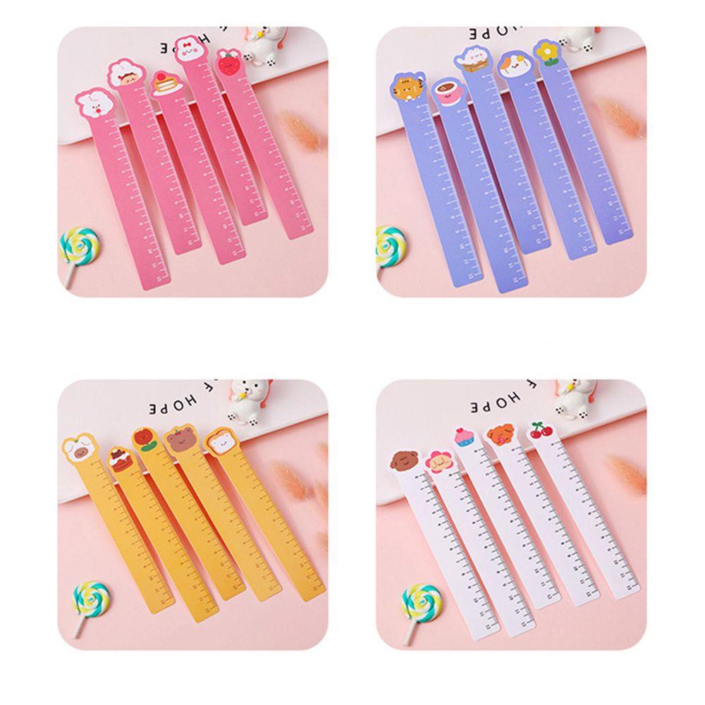 Mxbeauty Penggaris Lurus 5 Pcs Kawaii Anak Hadiah Portabel Kartun Pet Alat Tulis 12 cm Lukisan Skala Penggaris