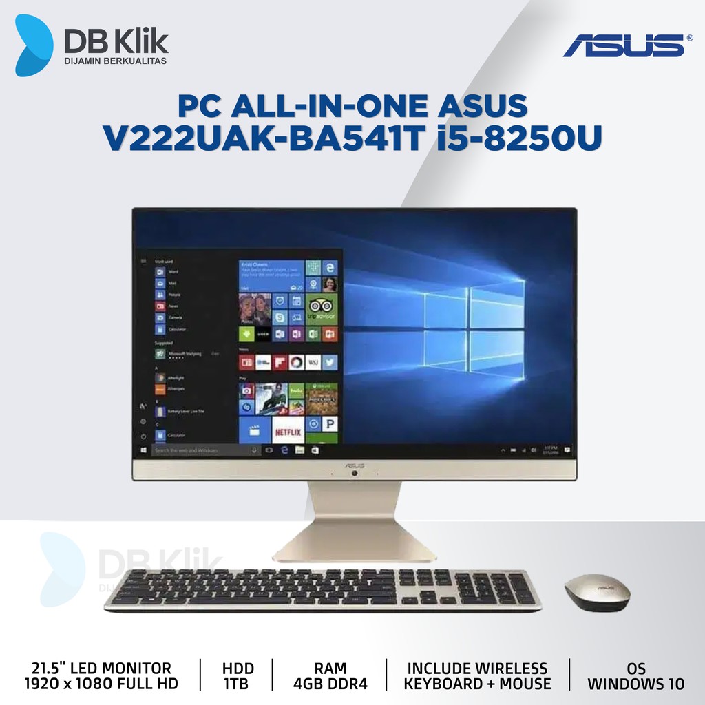 PC AIO ASUS V222UAK-BA541T & WA541T i5-8250U 4GB 1TB Windows LED 21.5