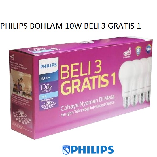 PHILIPS LAMPU LED MYCARE LAMPU BOHLAM 10W PAKET / PHILIPS LAMPU LED BULB MULTIPACK 10 Watt