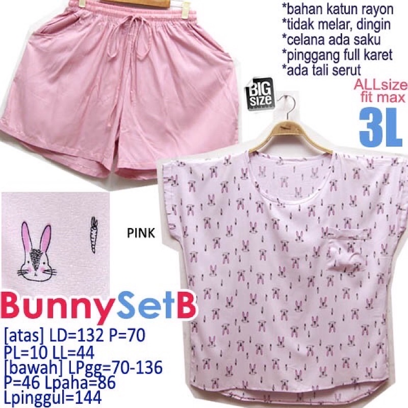 Bunny Set B 3L Baju Setelan Atasan Bawahan Celana Wanita jumbo