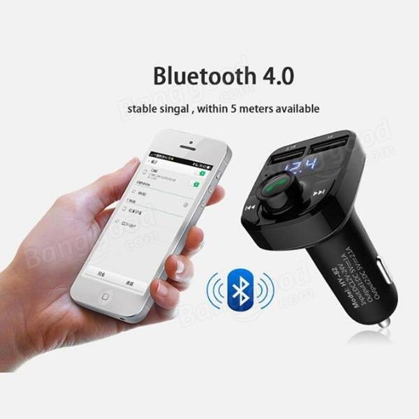 HY-82 Car Bluetooth Hands-Free FM Launcher Car MP3 Dual USB Car Charger