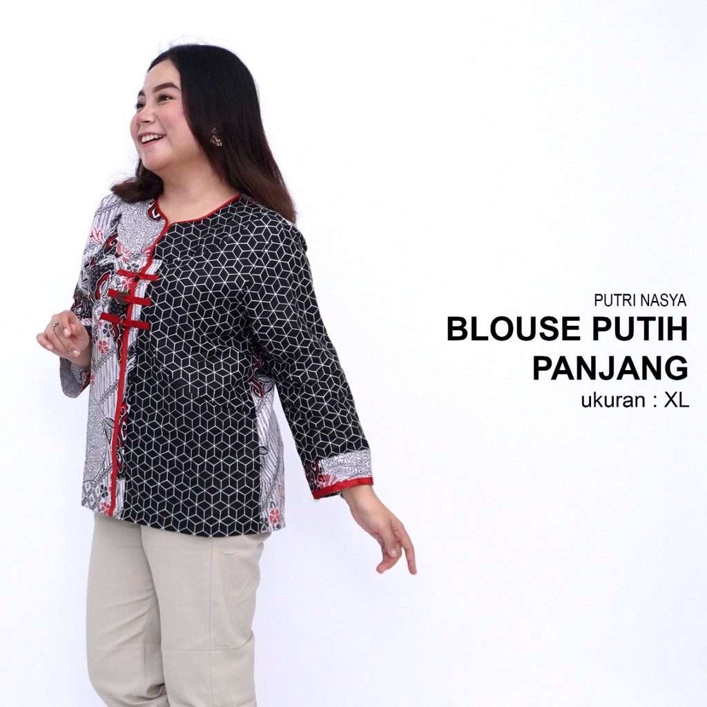 Atasan Batik Blouse Big Size Wanita  Lengkap S-M-L-XL-XXL-3L-4L-5L Model Blus Jumbo Seragam Batik