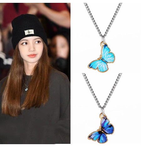 YEEZII Blackpink Kpop Lisa Kupu-kupu Kalung Gelang Emas Set Korea Liontin Retro Rantai Kalung Perhiasan Set Wanita Aksesoris Hadiah