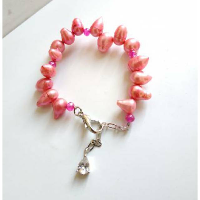 Gelang Anak Mutiara Air Tawar Pink Original Lombok