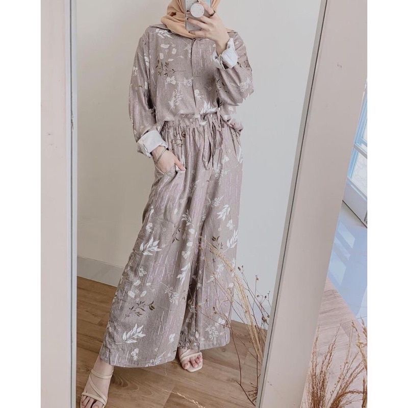 SETELAN PIYAMA WANITA PREMIUM HIGH QUALITY // LD 100 - 110 ONE SET RAYON MOTIF BARU // SET RAYON-Sakura cozku set