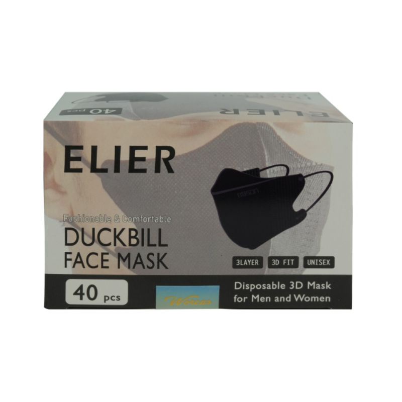 Masker Duckbill ELIER Emboss BOSON Hitam Isi 40 Pcs