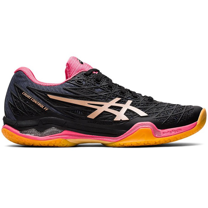 JP Code Sepatu Badminton Wanita dan Anak Asics Control FF Black Rose Gold Original