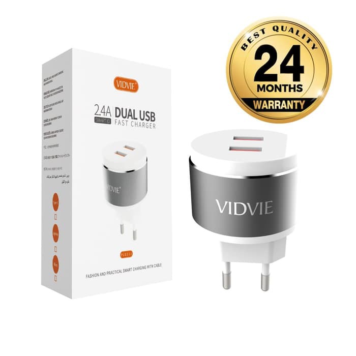 Charger vidvie 2 Usb port 2.4a fast charger with Usb-a to Usb-C cable ple211 Type-C tc