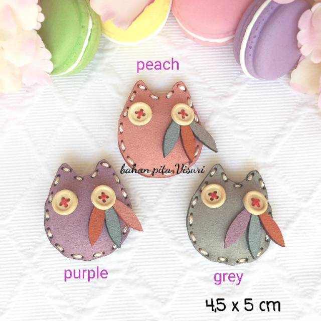 Aplikasi Owl Suede Hias Mata Kancing