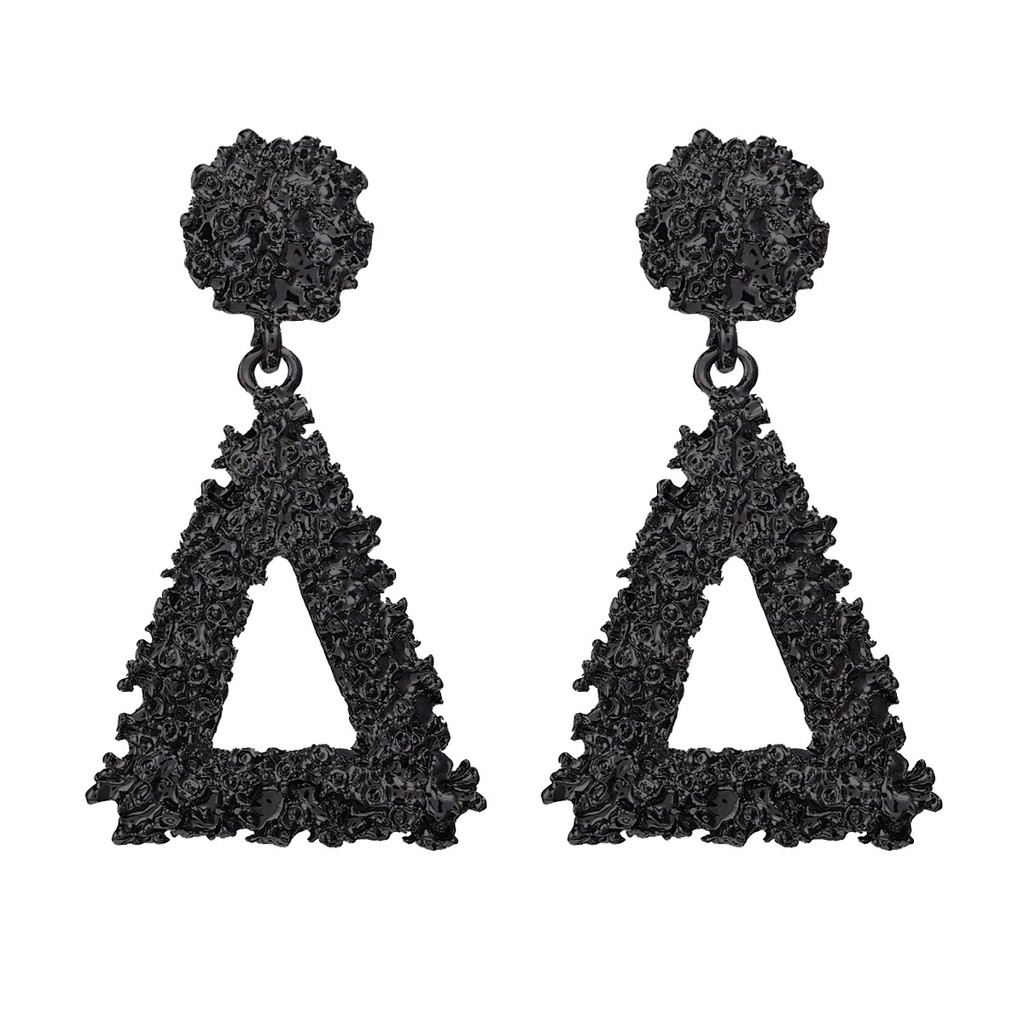{COD}Anting Ala Korea Segitiga / Anting Paduan Segitiga Anting / Aksesoris Fashion Wanita Import-Hitam