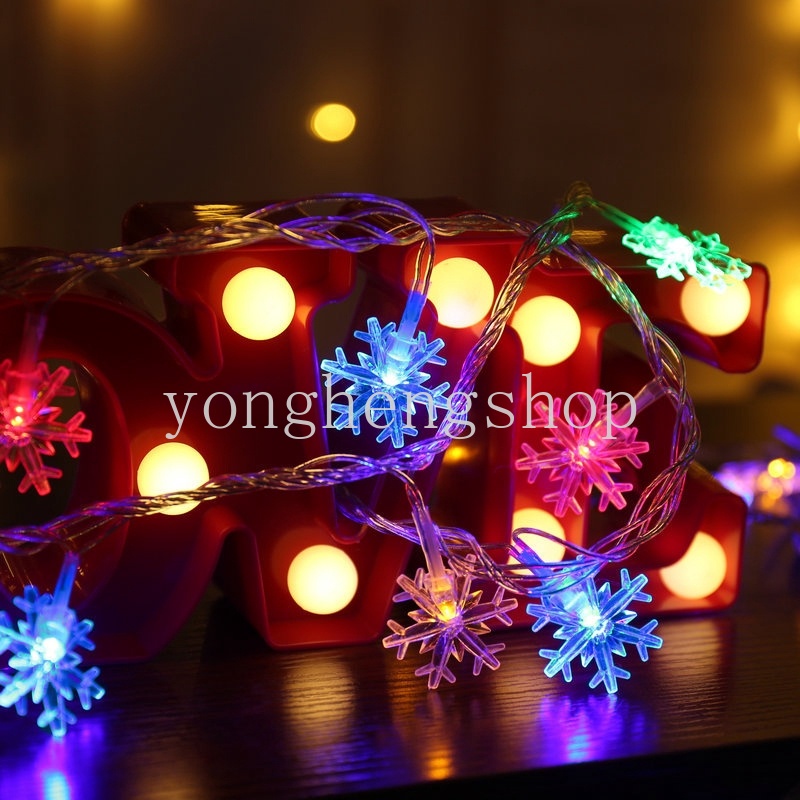 Lampu String LED 2 / 3M Bentuk Snowflake Untuk Dekorasi Pohon Natal