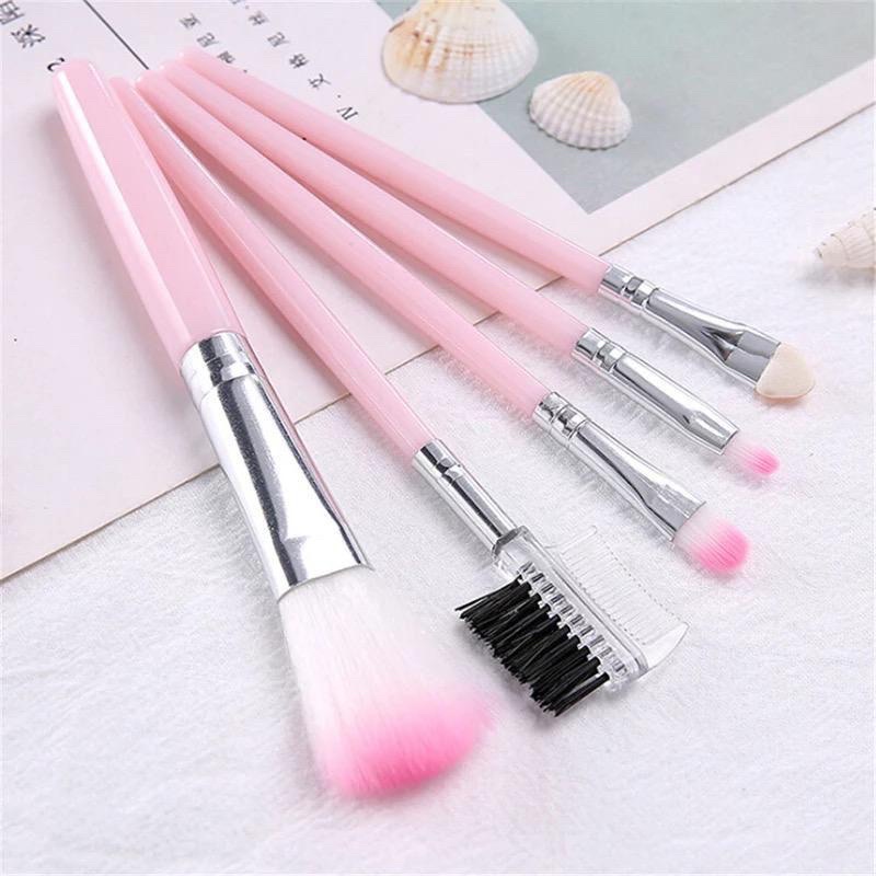 KUAS MAKE UP SET 5PCS / KUAS MAKE UP BRUSH MAKEUP EYEBROW BRUSH BLUSH ON BRUSH EYESHADOW BRUSH SPONGE JRW0080