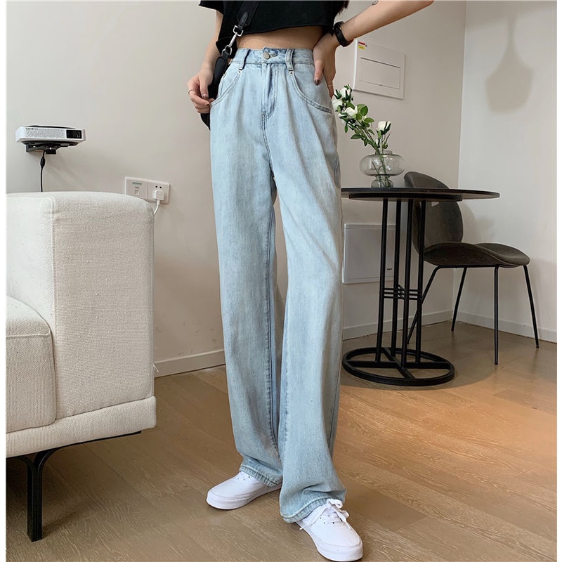 Korean New Women's Loose High Waist Wide Leg Jeans