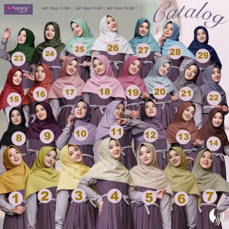 HIJAB SEGIEMPAT POLOS • AJP 120 x 120 • AURANY