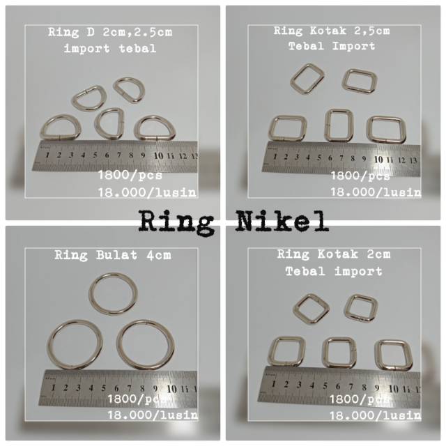 Ring tas nikel import 1.5-4cm