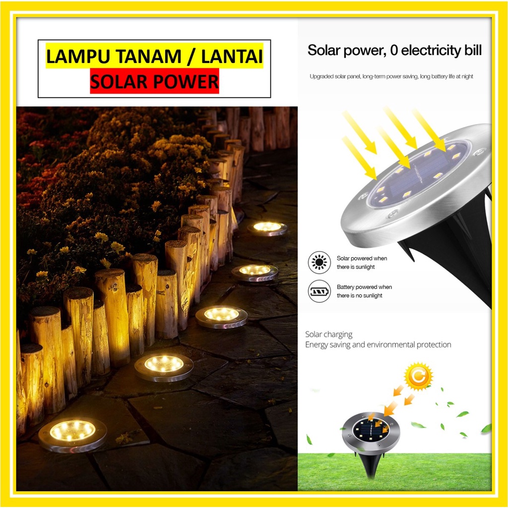 COD Lampu Tanam Taman Tenaga Surya Solar Power Waterproof 8 20 LED tancap outdoor solar cell panel l