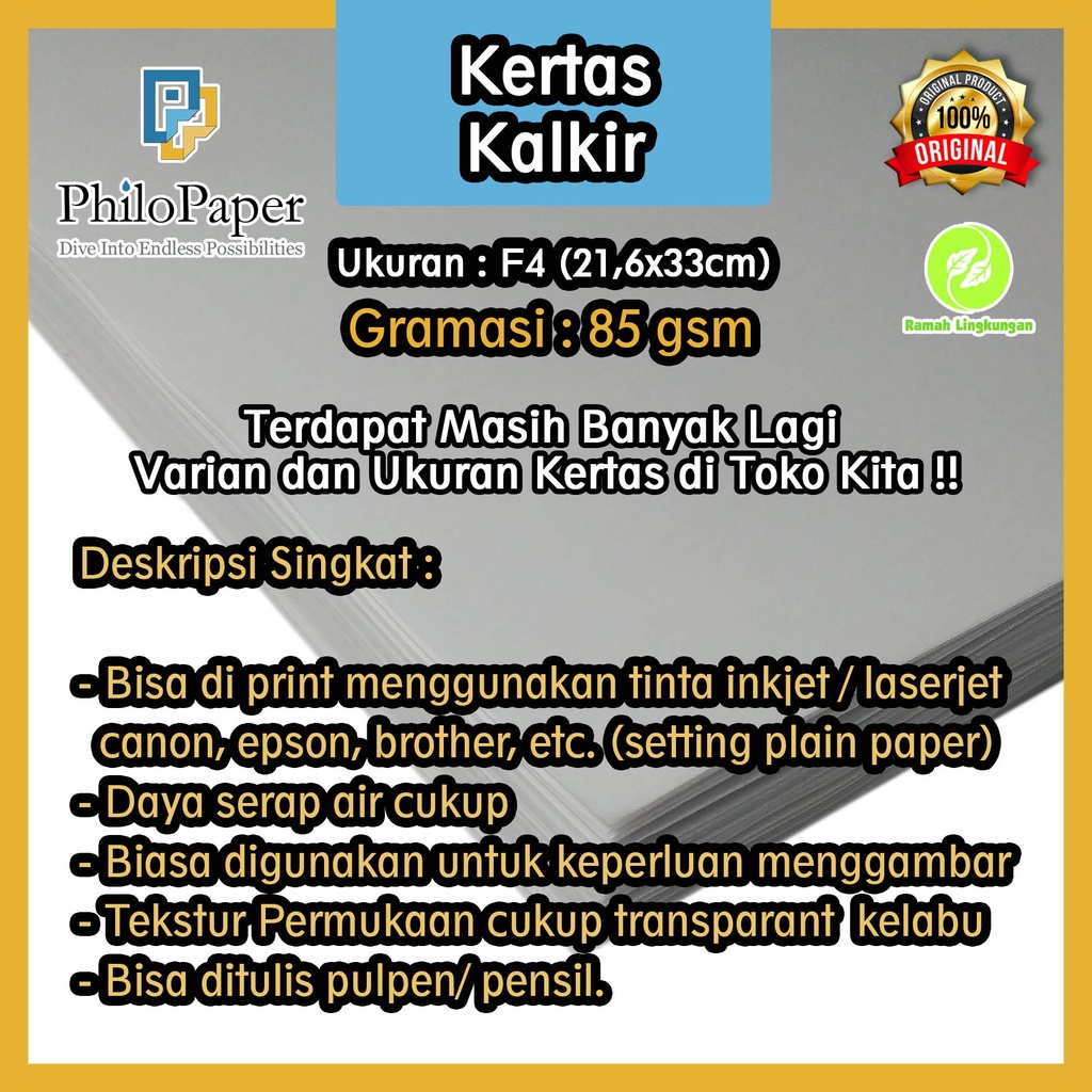 

Kertas Kalkir 85 Gsm F4