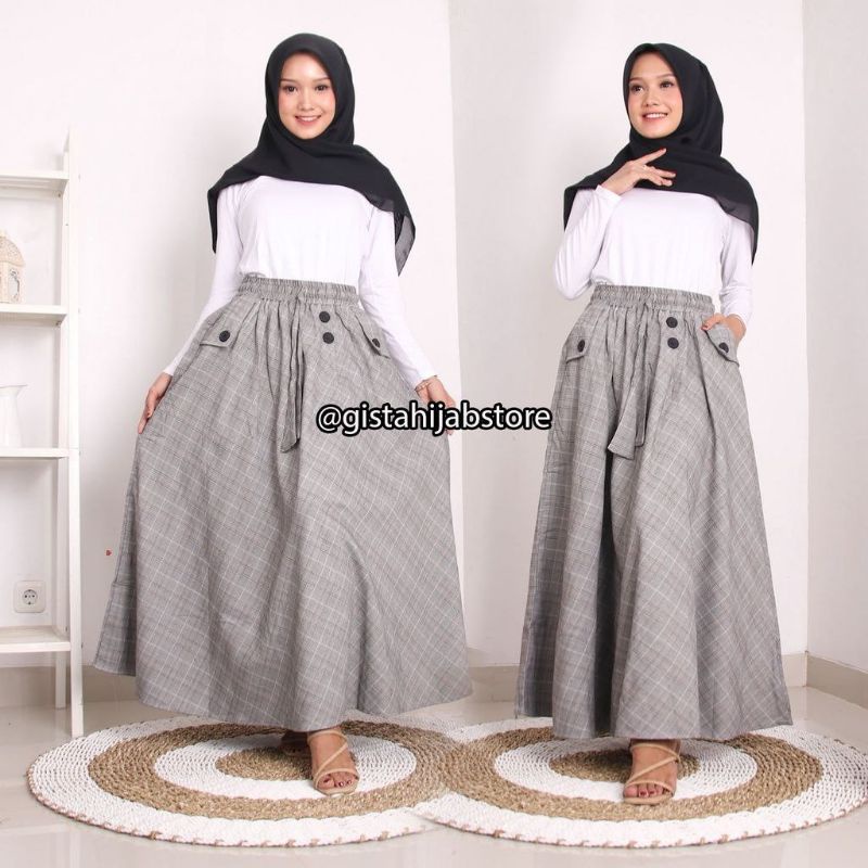 ROK FLANEL IMPORT PANJANG/ROK TARTAN/ROK KOTAK COD ROK TARTAN PLISKET / ROK TARTAN JUMBO KOREAN STYLE / ROK BENTUK A / ROK SEMI WOLL