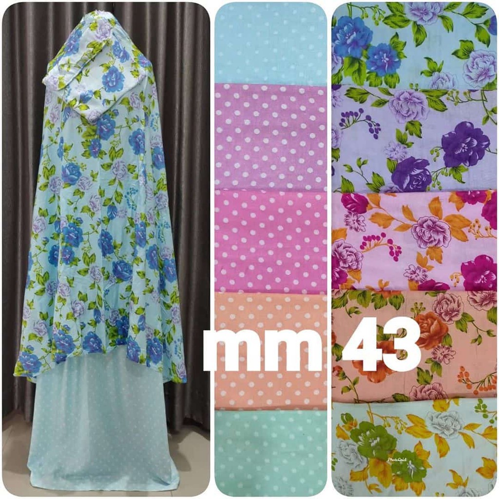 Mukena Standar Dewasa Bahan Rayon Motif Bungan & polkadot