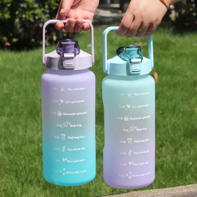 Botol Minum 2 Liter Botol Minum Viral Botol Pelangi Botol Minum Motivasi FREE STIKER 2D DAN 3D