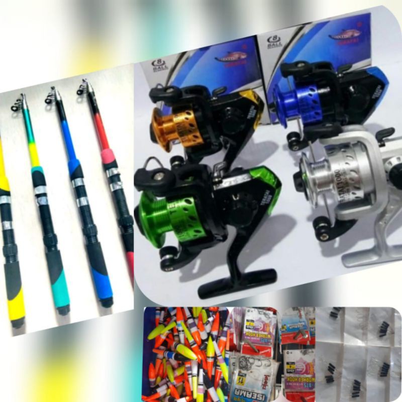 joran set antena Miyabi 150 dan reel teratai 1000