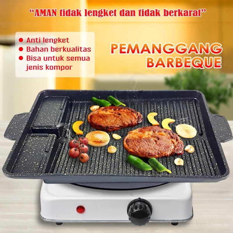 grill pan BBQ segi anti lengket