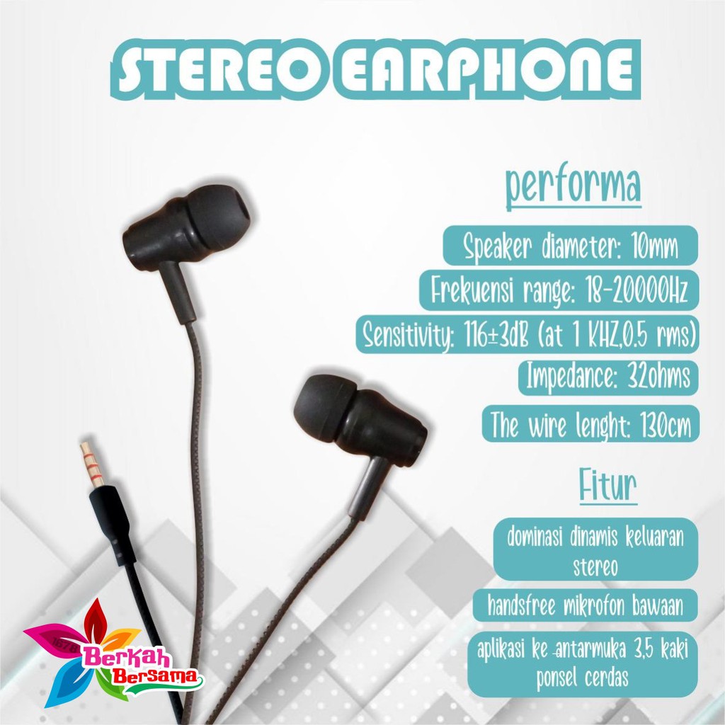 BM031 Headset DIINAMI E39 stereo Earphone Bass Android iPhone Original With MIC - Garansi 1 Tahun BB5395