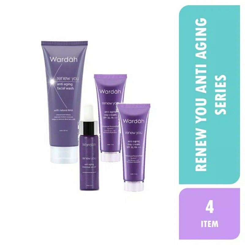 Wardah Renew You Paket   4 item ( F/W - D/N 15 - SERUM ) Kemasan  Baru