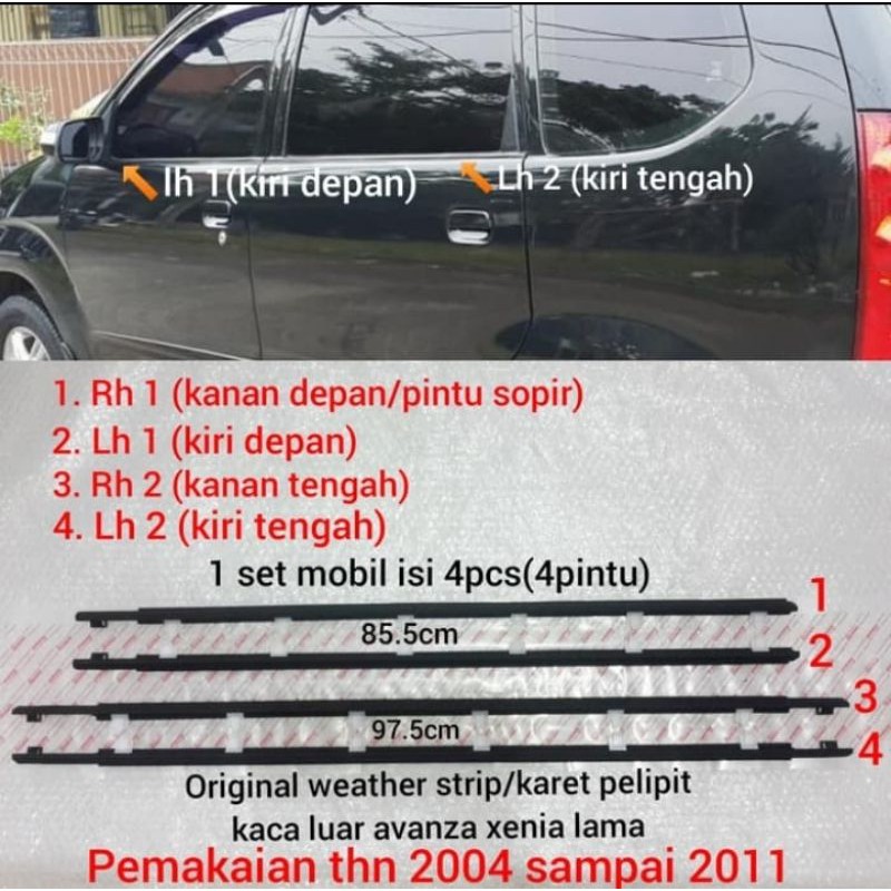 weather strip karet pelipit list kaca luar avanza xenia lama vvti 1set