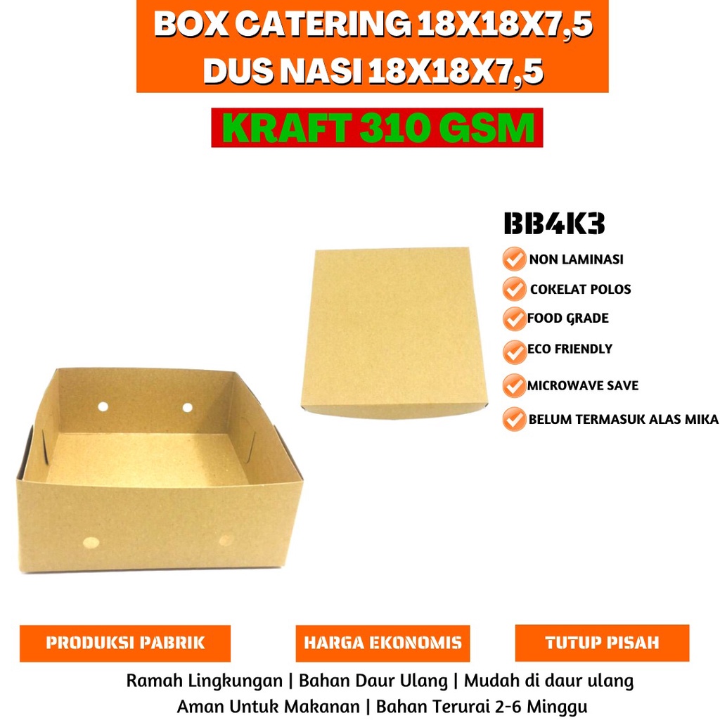 Box Nasi Catering Dus Nasi 18x18 Dus Nasi (BB4K3-18X18X7.5 Cm)