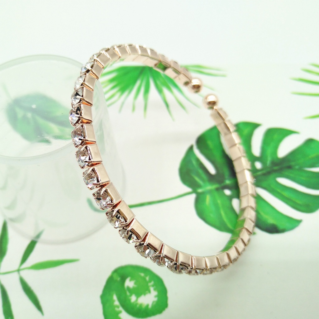 MALL - Gelang Wanita Fashion Korea Motif Lingkaran Berlian Diamond Alloy Bracelet GLG21 COD-Gold