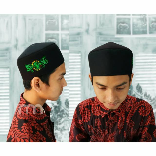Peci Cak Nun Hitam Logo Nu