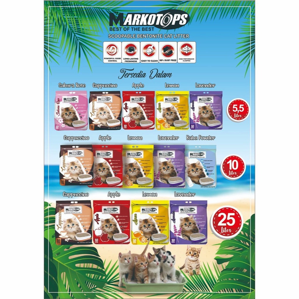 MARKOTOPS Pasir Kucing Gumpal Wangi 10 Liter / Markotop Cat Litter